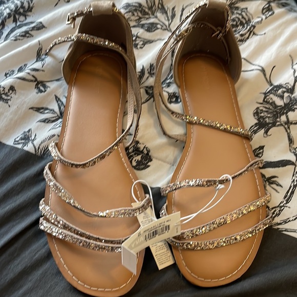 Gold Glitter Gladiator Sandals - Picture 2 of 6